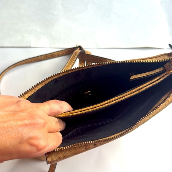 Charming Charlie Cork Pattern glitter Brown Crossbody Bag - Picture 4 of 8